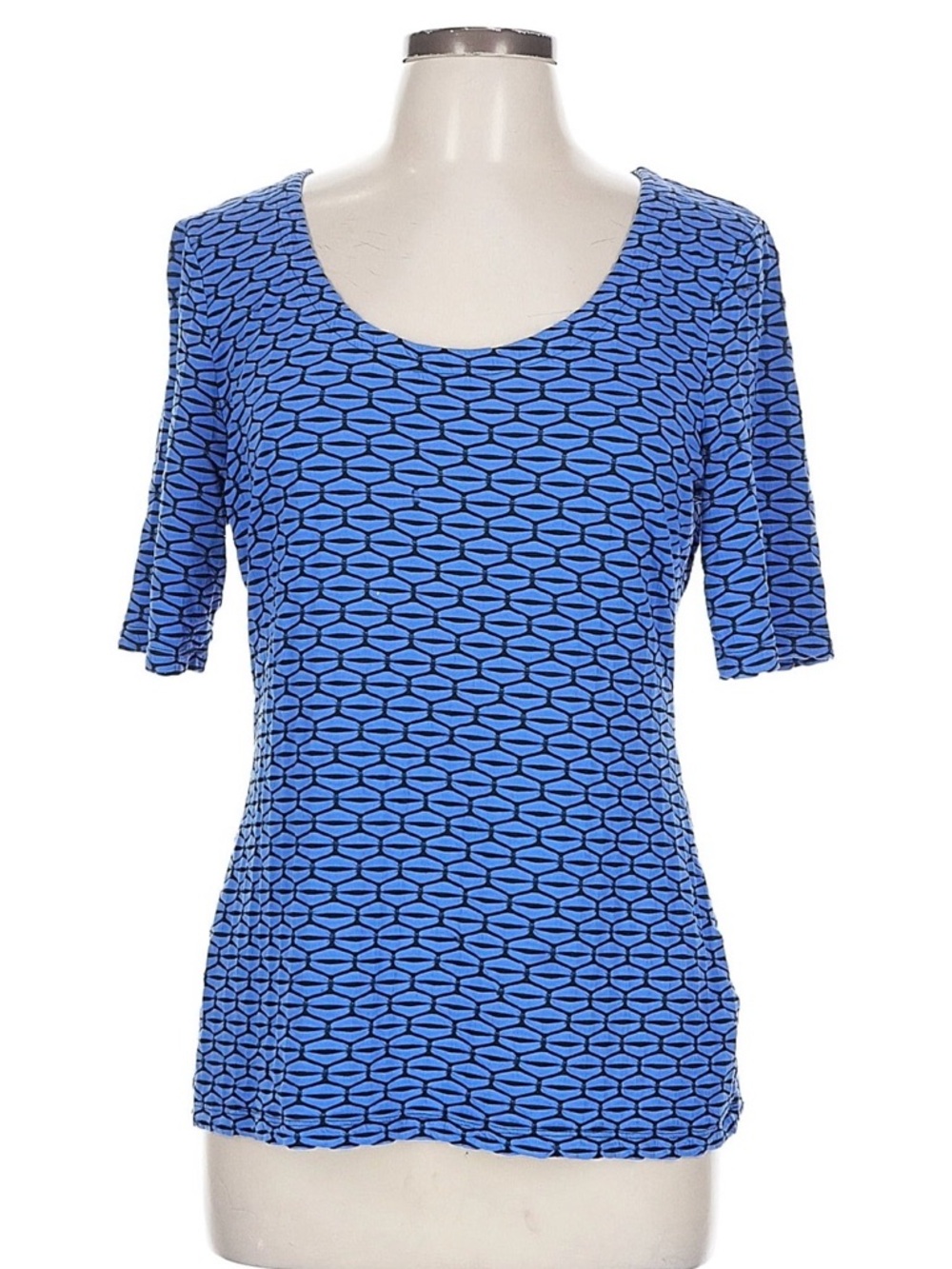 Banana Republic Blue Geometric Scoop Neck Top